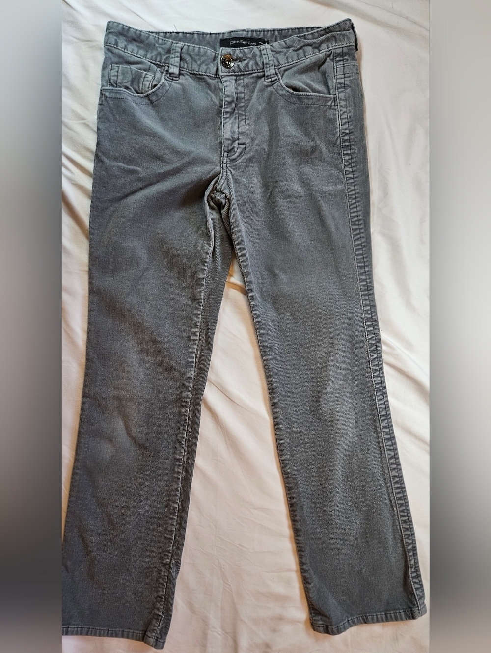 Calvin Klein Jeans Womens Gray Straight Leg Corduroy 5 Pocket Jeans Size 8